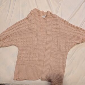 NY&Co Open Front Short Sleeve Chunky Cable Knit 100% Cotton Cardigan Sweater XL